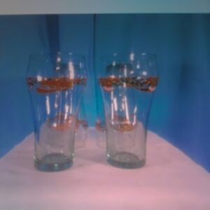 Coca Cola Glass Set with Red and Gold Accents